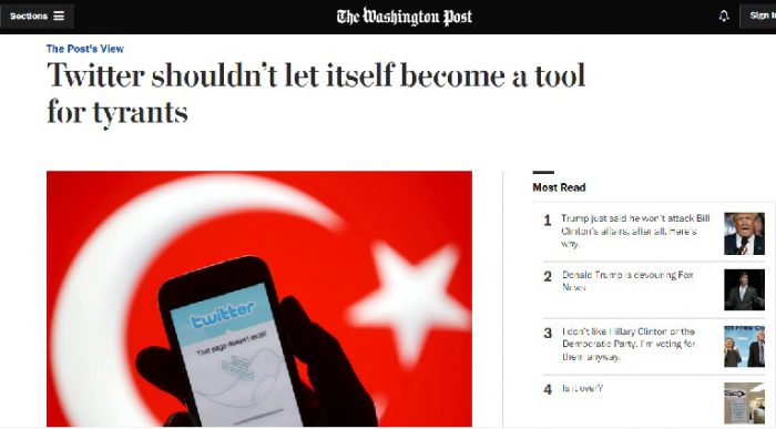 Washington Post’tan Twitter’a Türkiye uyarısı: Tiranlara alet olma