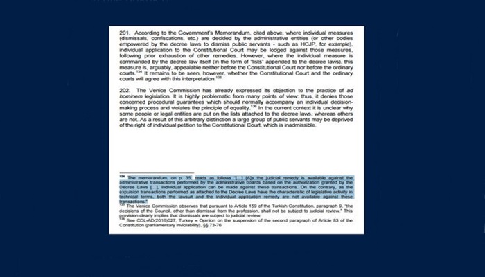 Venedik Komisyonu Raporu: KHK İle atılanlar için iç hukuk yolu tükenmiştir [Haber-İnceleme: Erman Yalaz]