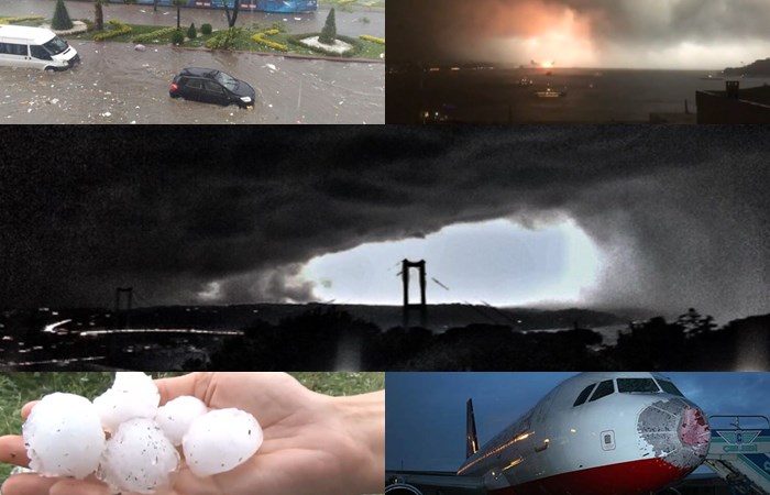 İstanbul’da görülmemiş fırtına ve dolunun görüntüleri