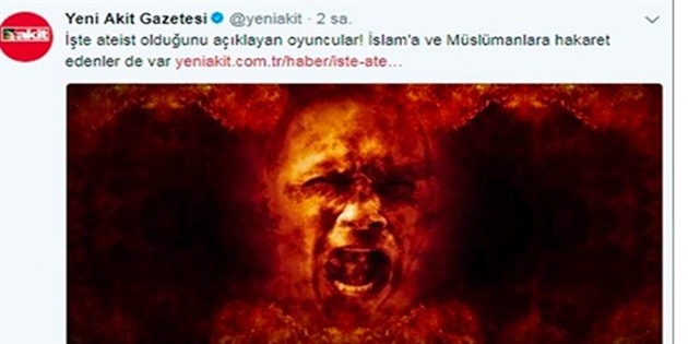Yeni Akit sanatçıları şeytan tasviriyle hedef gösterdi: Ateistler!
