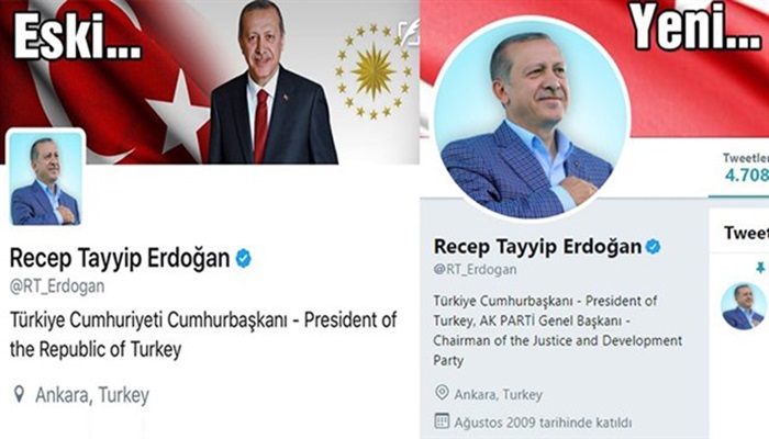 Erdoğan ‘Cumhuriyet’ ifadesini sosyal medya hesaplarından çıkardı