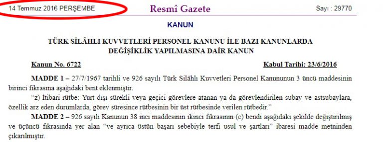 Kontrollü darbenin belgesi: Bir gün önce TSK kanunu değiştirilerek darbeye yasal zemin hazırlandı