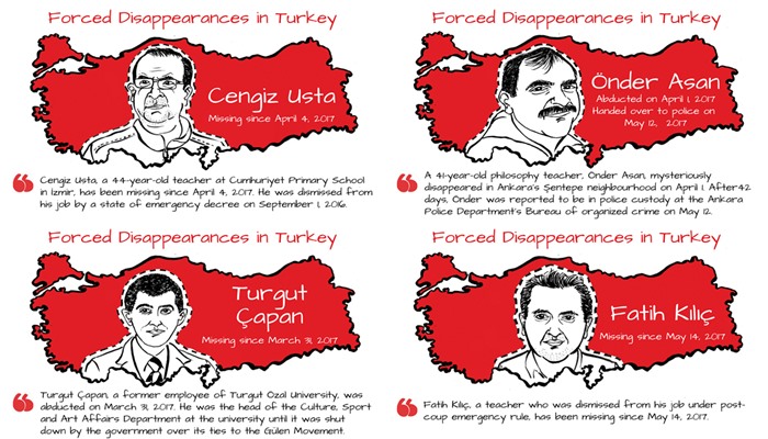 Hintli karikatürist Erdoğan rejiminin kaçırdığı 13 kişiyi çizdi