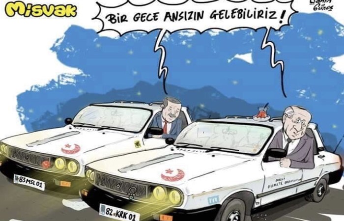 AKP’li mizah dergisi Erdoğan ve Bahçeli’yi ‘beyaz toraslara’ bindirdi, Kürtleri hedef aldı!