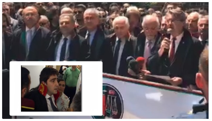 Baro başkanına saldıran hakim, HSK önünde protesto edildi