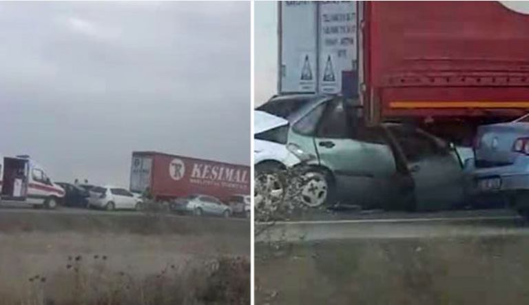 Kum fırtınası zincirleme kazaya neden oldu: 2’si ağır 17 yaralı