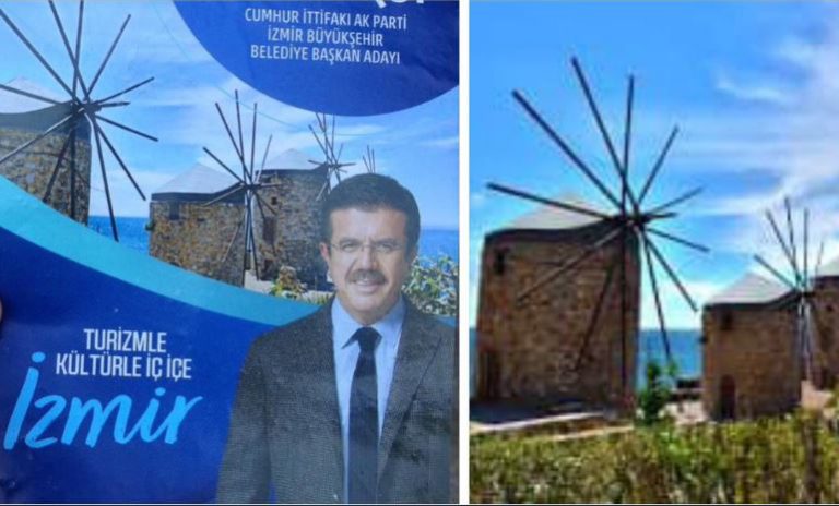 Zeybekci, seçim broşürüne İzmir diye ‘Yunan Adası’ koymuş
