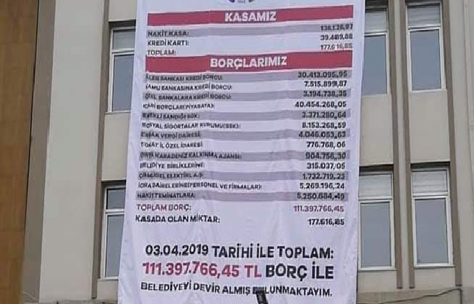MHP’li başkan AKP’den devraldığı belediyenin borcunu böyle duyurdu