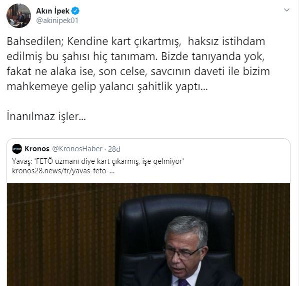 Akın İpek, FETÖ uzmanı, yalancı şahit, ankara, mansur-yavaş