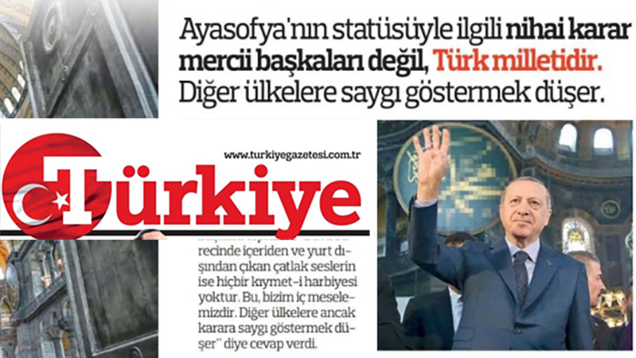 Türkiye Gazetesi’nden Hazreti Peygamber’in adının yazılı olduğu levhaya sansür!