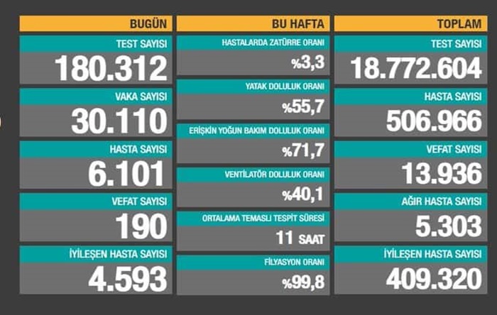 Salgında son durum: 30 bin 110 vaka, 190 can kaybı