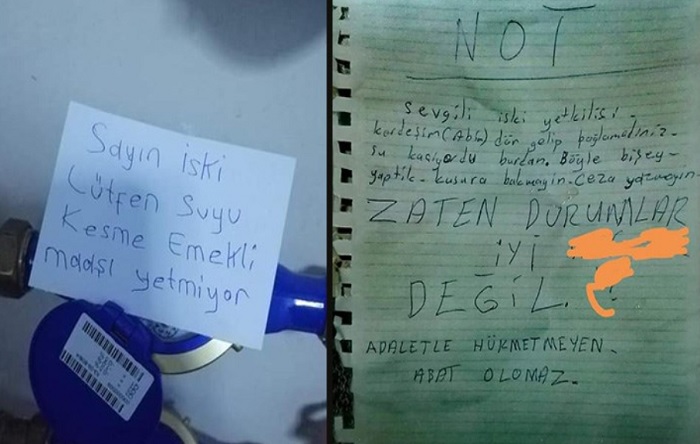 Emekliden İSKİ görevlisine suyu kesme notu