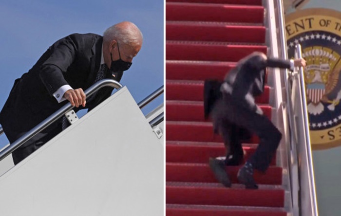 Biden, Air Force One uçağının merdivenlerinden düştü: İşte o anlar!