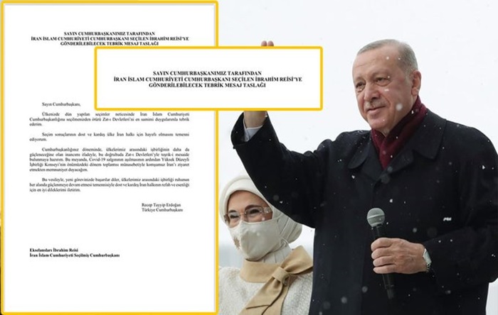 Erdoğan’ın, İran Cumhurbaşkanı için yayımladığı mesaj taslak metin çıktı