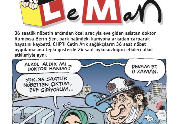 Leman’dan Rümeysa Berin Şen kapağı: ‘Alkollü değil; 36 saatlik nöbetten çıktı’
