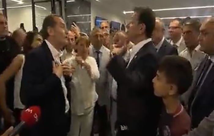 İki belediye başkanı kameralar önünde tartıştı; konu Abdi İpekçi Spor Salonu