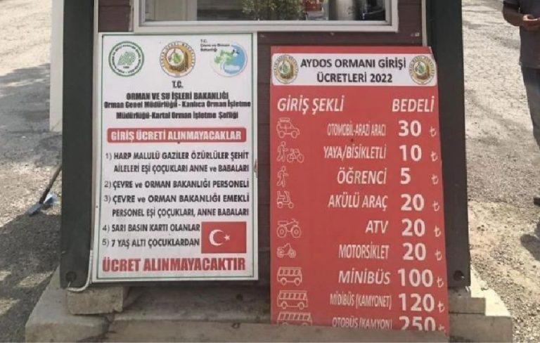 Aydos Ormanı’nda yürüyüş yapmak 10 lira oldu
