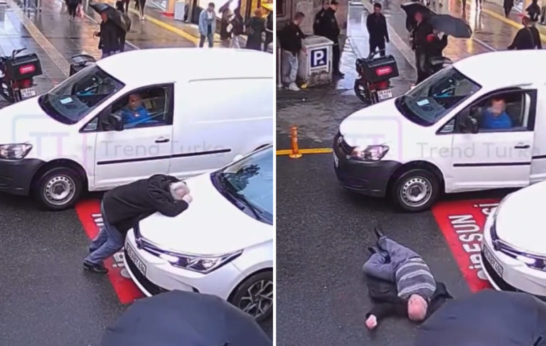 Giresun’da otomobile çarpan yayadan Oscarlık performans