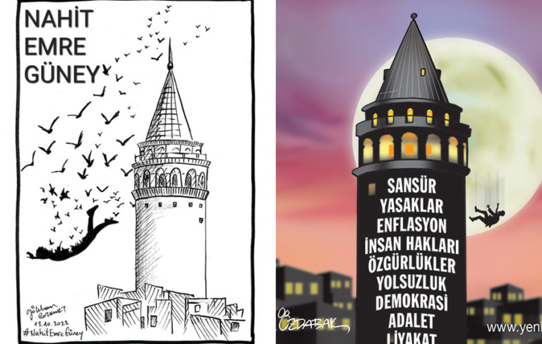 Karikatürist İbrahim Özdabak ve Gökhan Bozkurt, Nahit Emre Güney’i çizdi