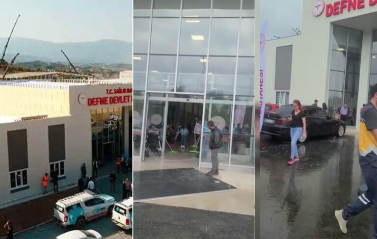 Erdoğan’ın önceki gün açılışını yaptığı Defne Devlet Hastanesi’ni bugün su bastı
