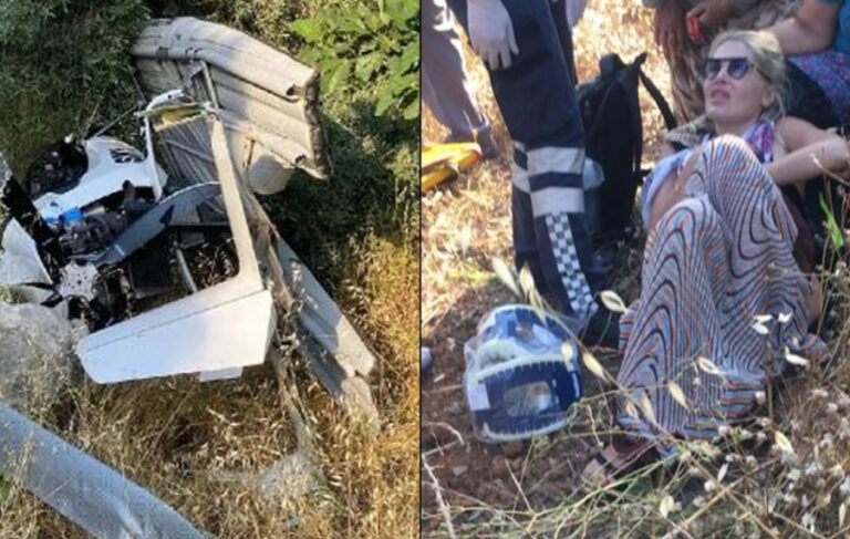 Cayrokopter tarlaya düştü; pilot ile Mustafa Sandal’ın eşi yaralandı