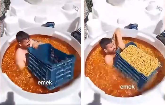 Görüntüler mide bulandırmıştı! Zeytin tankında çıplak sepetleme yapan kişi tutuklandı