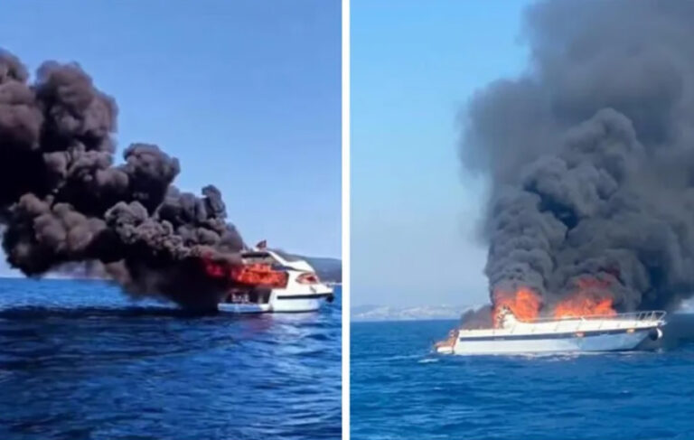 Bodrum’da motoryat alev alev yandı: 8 kişi denize atlayıp canını kurtardı