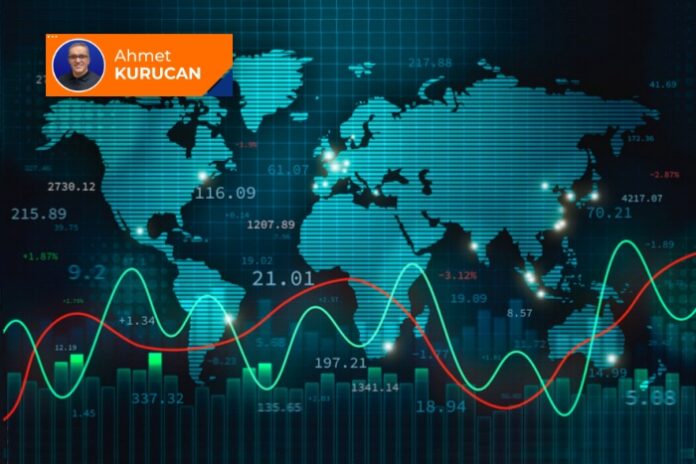Stock foreign exchange or forex illustration with the world map, infographics and numbers. International finance, trade and economy concept.