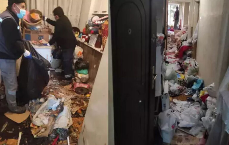 Anne ile oğlunun yaşadığı evden 45 ton çöp çıktı
