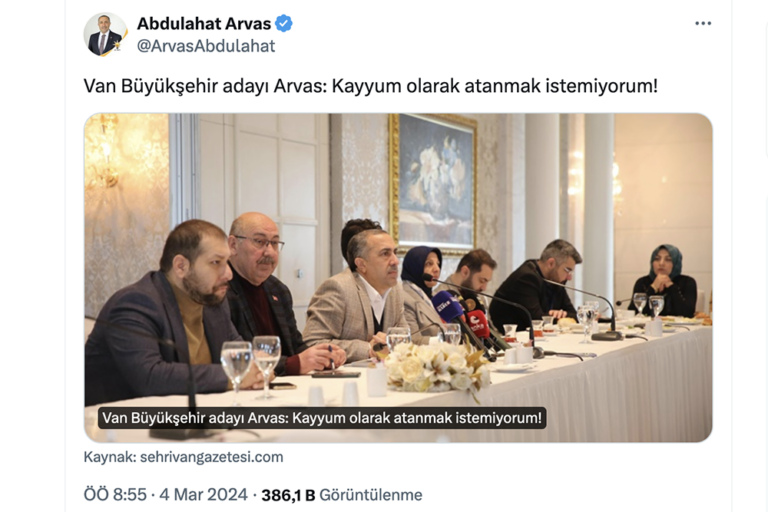 Abdulahat Arvas, 4 Mart’ta böyle demiş: ‘Kayyım’ olarak atanmak istemiyorum