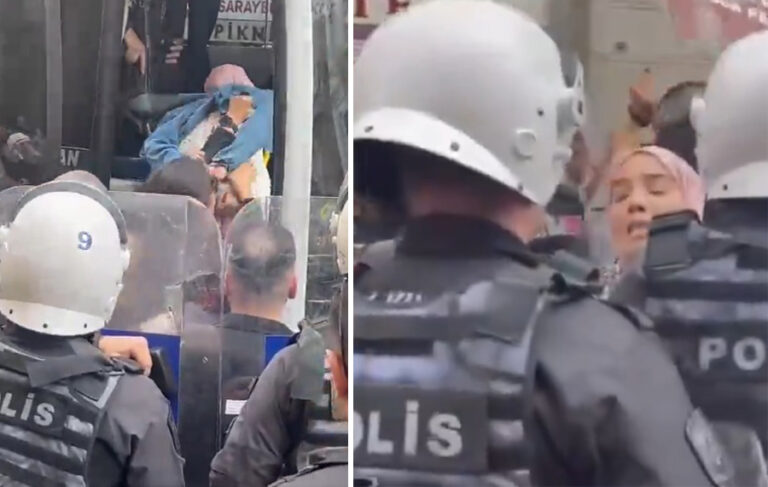 İsrail ile ticaretin durdurulmasını isteyen kadınlara ters kelepçeli gözaltı