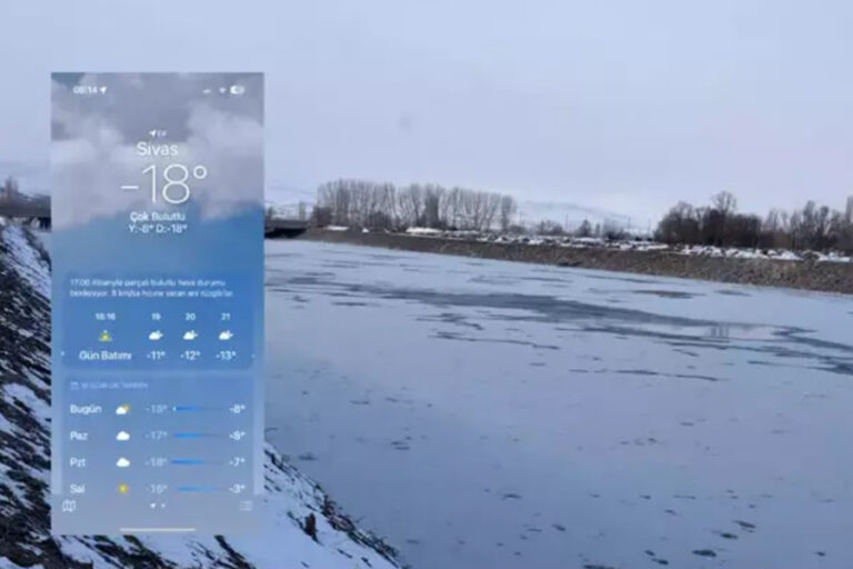 Sivas eksi 18’i gördü, Kızılırmak Nehri buz tuttu