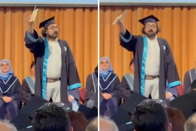 Boğaziçi Üniversitesi’nin mezuniyet töreninde diplomasını yırttı: ”Diplomaları iptal eden istibdat rejimini reddediyorum”