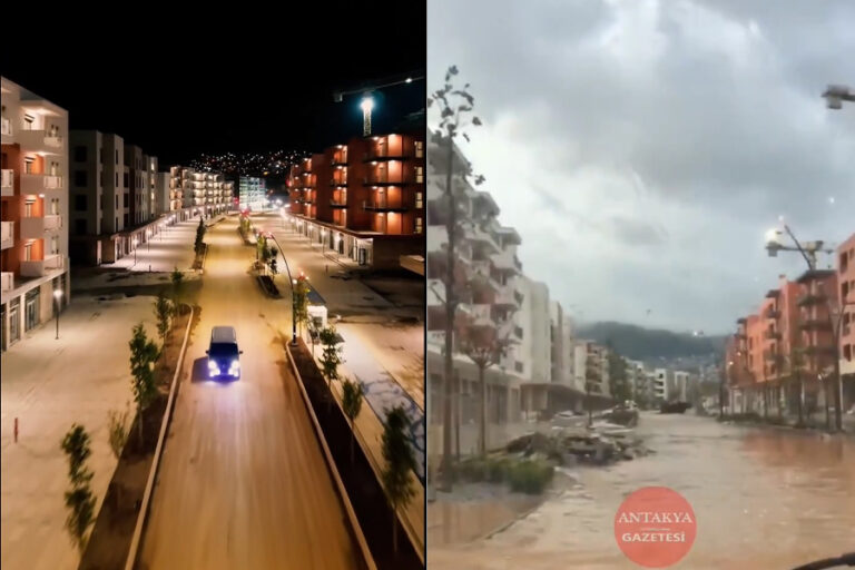 Murat Kurum ”Hatay’ımız yeniden göz kamaştırıyor” demişti: Paylaştığı cadde sular altında kaldı
