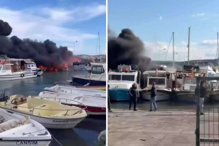 Çeşme’de balıkçı barınağında yangın: 7 tekne kül oldu