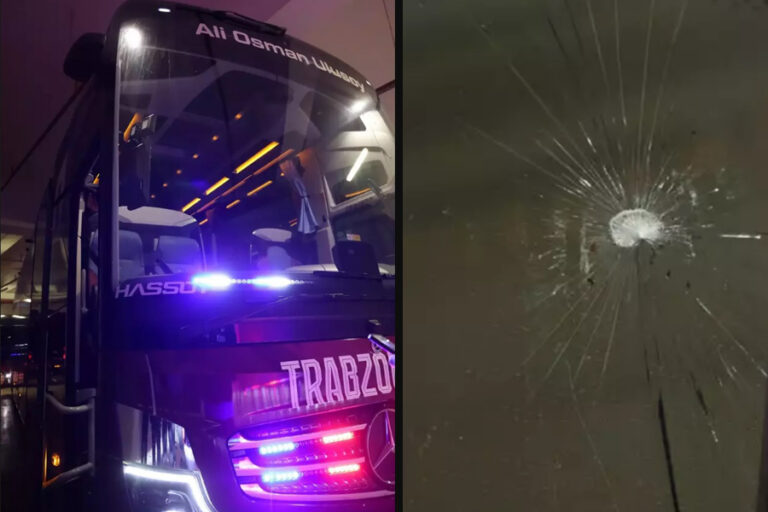 Trabzonspor takım otobüsüne Antalya’da taşlı saldırı