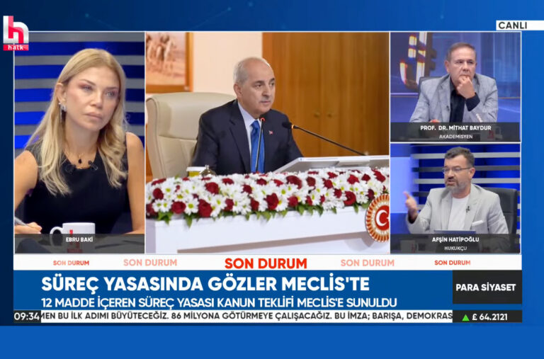 Halk TV sunucusu Ebru Baki’ye canlı yayında hukuk dersi: “Bir zümreye özel yasa olmaz!”